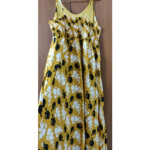 Beautiful Yellow Printed Long Dress..size -L