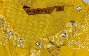 Yellow Avaasa Bandhani Print Kurti