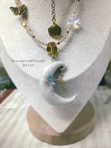 Venetian Carnival Theme Moon Charm Necklace