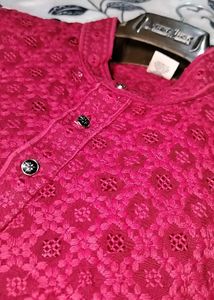 New Red Chikankari Kurta