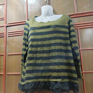 Striped Olive Green Sweater