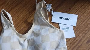 SAVANA CHEQUERED APRICOT CAMI TOP