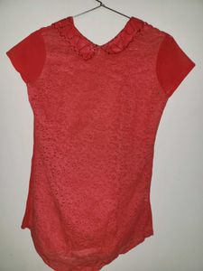 Red Lace Peter Pan Collar Top