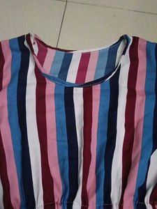 Striped Balloon Sleeve Dress