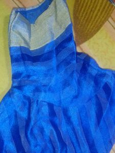 Blue Lined Blouse For Woman