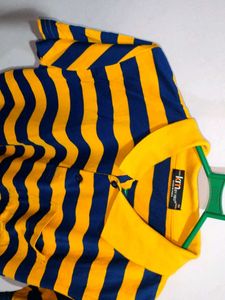 Striped Polo Shirt - Blue and Yellow