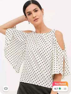 Polka Dot Cold Shoulder Top
