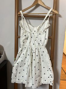 Charming White &amp; Blue Polka Dot Sundress – Never W