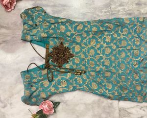 Teal Embroidered Pakistani Suit