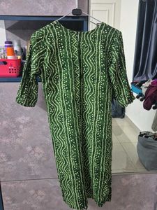 Green Bandhani print Kurta