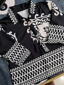 Patterned Black & White Top