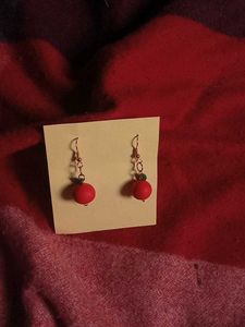 Red Ball Drop Earrings