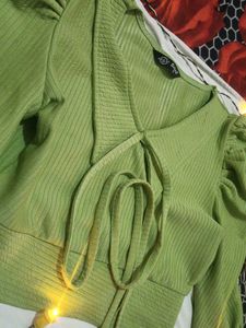 Green Ribbed Top