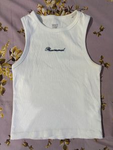 White Ribbed Tank Top