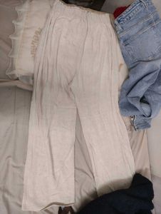 Zara Top And Beige Linen  Pants
