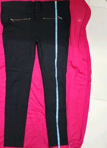 Low Waist 38&#34; Cotton Pants with Back Pockets