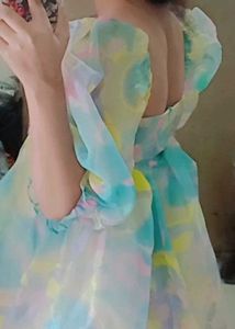 Pastel Puff Sleeve Mini Dress