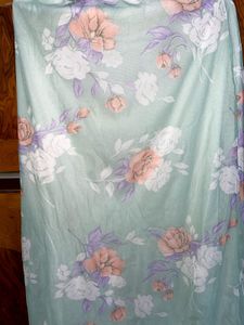 Floral Print Light Green Net Skirt With linin