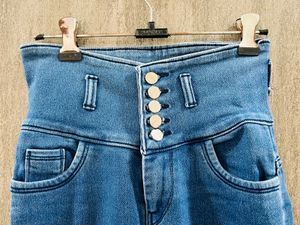 High-Waisted Denim Jeans
