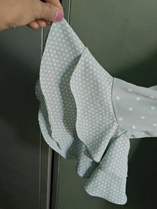 MADAME Mint Green White Polka Dot Top