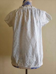 White Eyelet Peasant Top