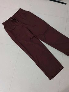 Burgundy Wide Leg Trousers