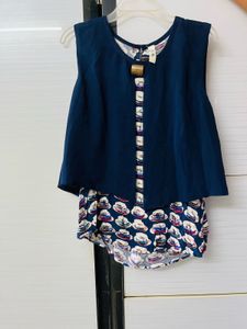 Unique Navy & Printed Top