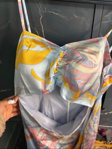 Abstract Print Cutout Midi Dress