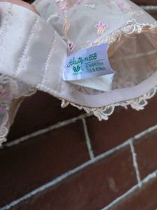 Sheer nude lace bra.