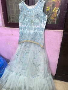 Elegant Blue Embroidered Dress