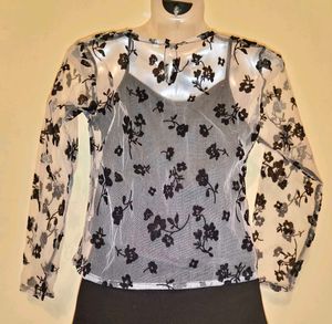 Size Small🎁Buy 2 Get 1 Free 🎁 Floral Sheer Top