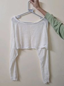White Cropped Knit Shrug