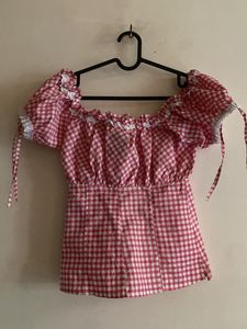 Gingham Off-Shoulder Top