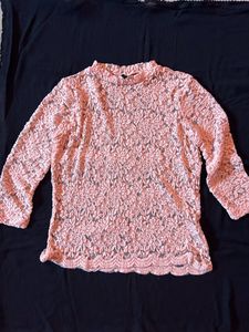 Peach Colored Mesh Top