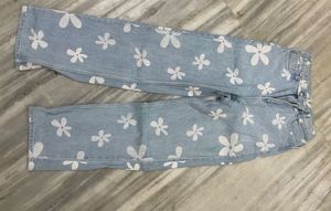 Floral Print Denim Jeans