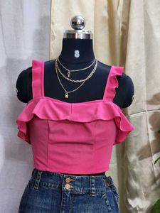 Casual Sleeveless Solid Women Pink Top