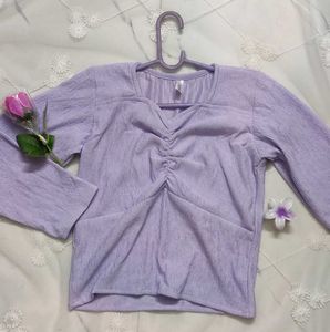 Lavender Ruched Long Sleeve Top