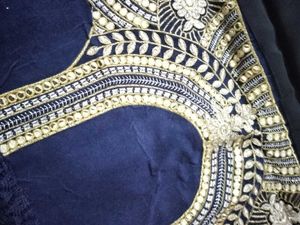 Elegant Black Saree with Gold Embroidery