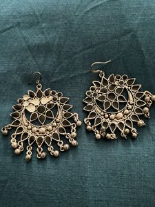 Statement Silver &amp; Black Drop Earrings
