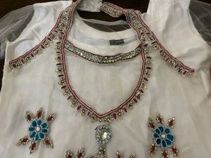 White Anarkali Dress With Jacket