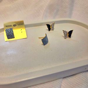 Sparkly Butterfly &amp; Geometric Earring Set