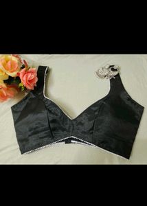 Silk Deep Neck Non Padded Blouse Woth Gota Lace Be