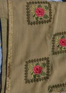 Olive Green Embroidered With Border Saree