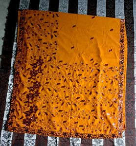 Embroidered Mustard Yellow Fabric