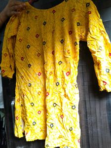 Yellow Printed Kurti