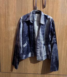 Tie-Dye Aesthetic Cool Denim Jacket Size:- M