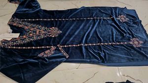 Elegant velvet. suit  with pant &amp; stole  Embroider