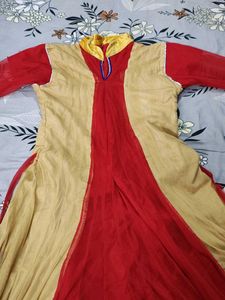Red & Gold Anarkali Dress