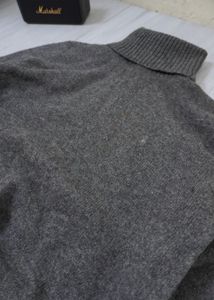 Grey Turtleneck Knit Sweater