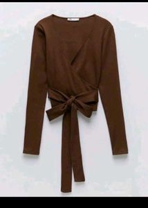 ZARA Brown Wrapping Top